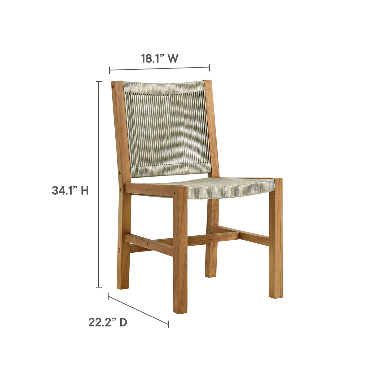 Vienna 7-Piece Outdoor Patio Teak and Rope Dining Set with Armless Chairs - Natural Natural