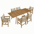 Vienna 7-Piece Outdoor Patio Teak and Rope Dining Set with Armchairs - Natural Natural