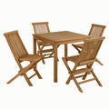Vienna 5-Piece Outdoor Patio Teak Wood Dining Set with Folding Chairs - Natural Natural