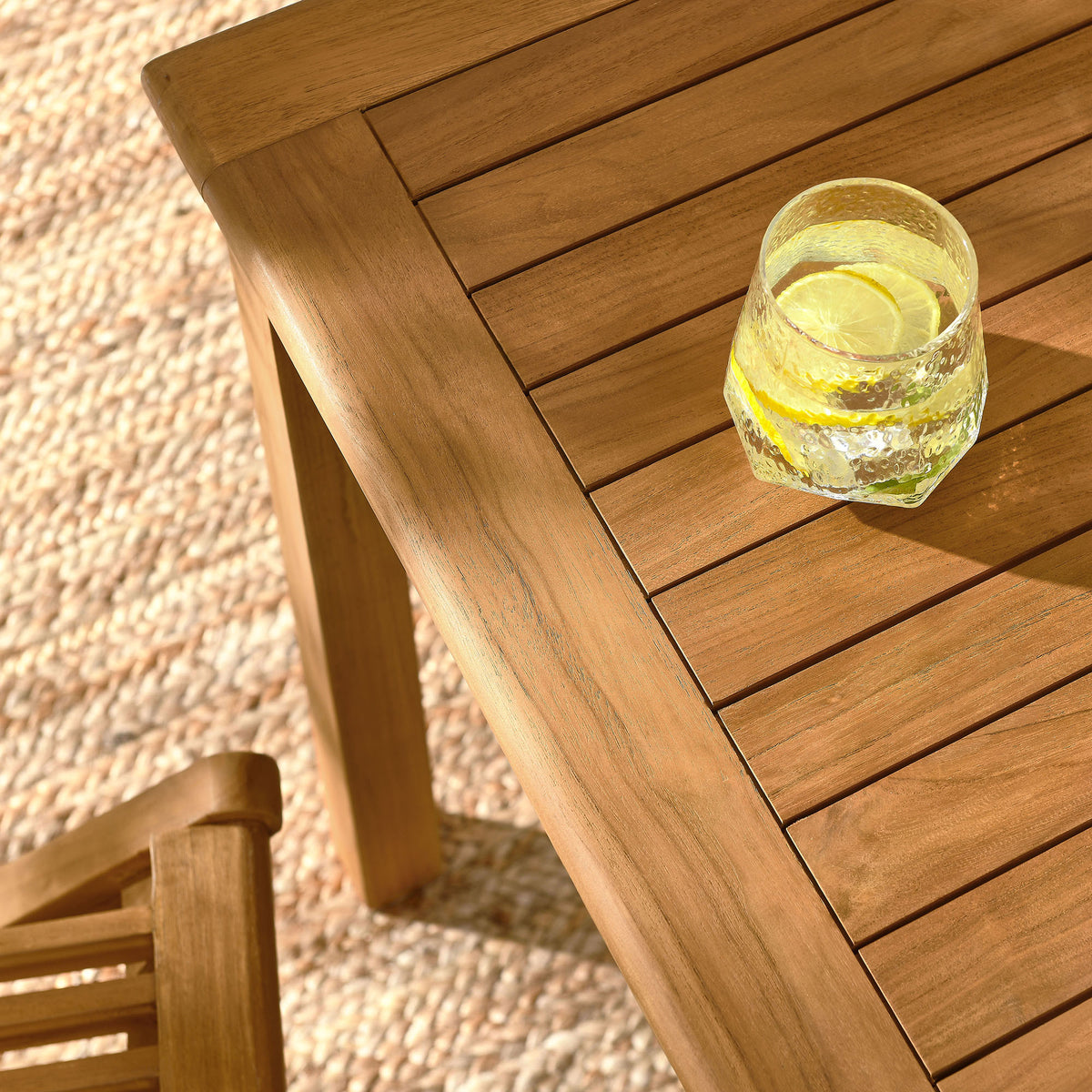 Vienna 5-Piece Outdoor Patio Teak Wood Dining Set with Folding Chairs - Natural Natural