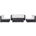 Camfora 5 Piece Outdoor Patio Sectional Set - Espresso White
