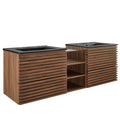Render 62" Wall-Mount Double Sink Bathroom Vanity - Walnut Black
