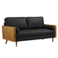 Kellan Vegan Leather Sofa - Walnut Black
