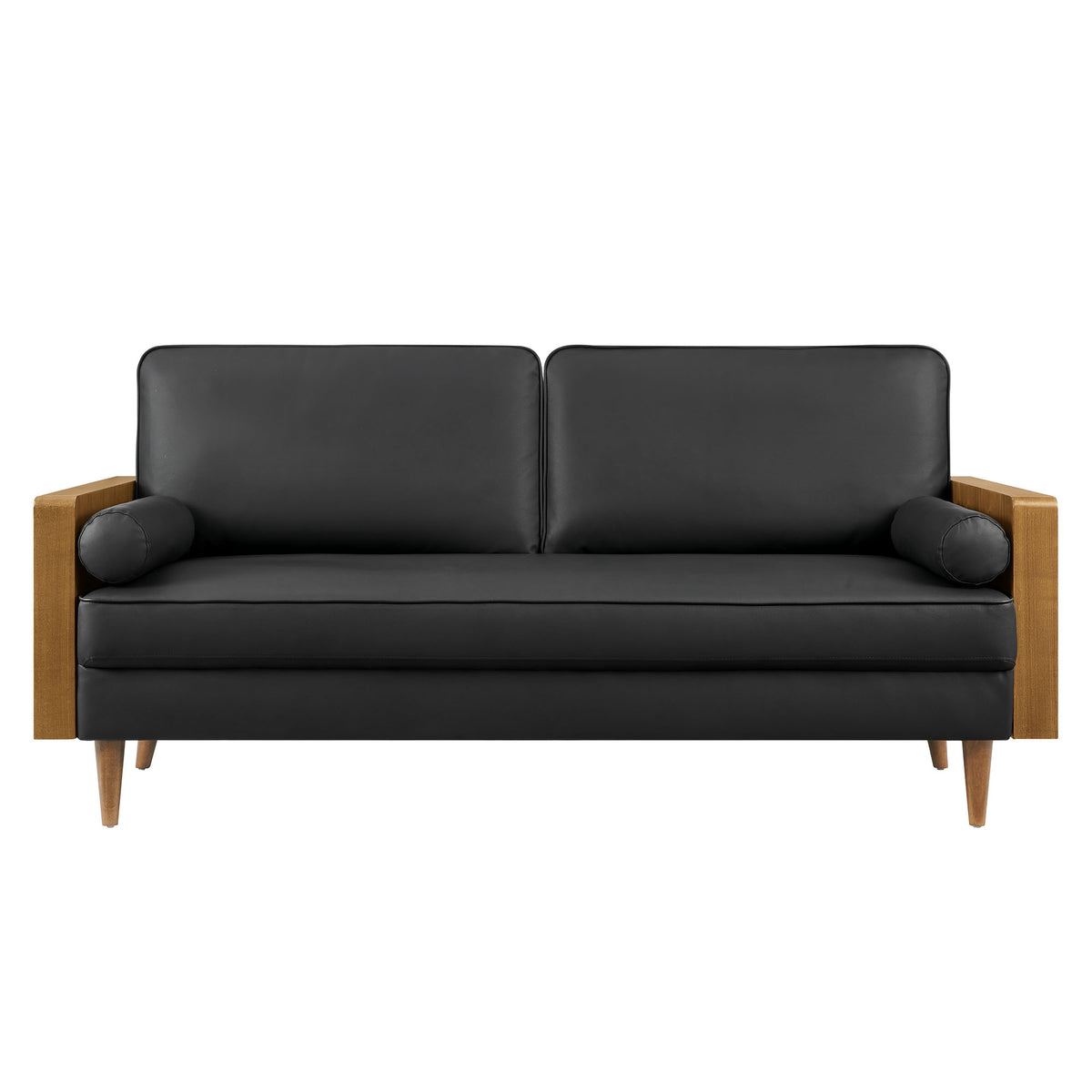 Kellan Vegan Leather Sofa - Walnut Black