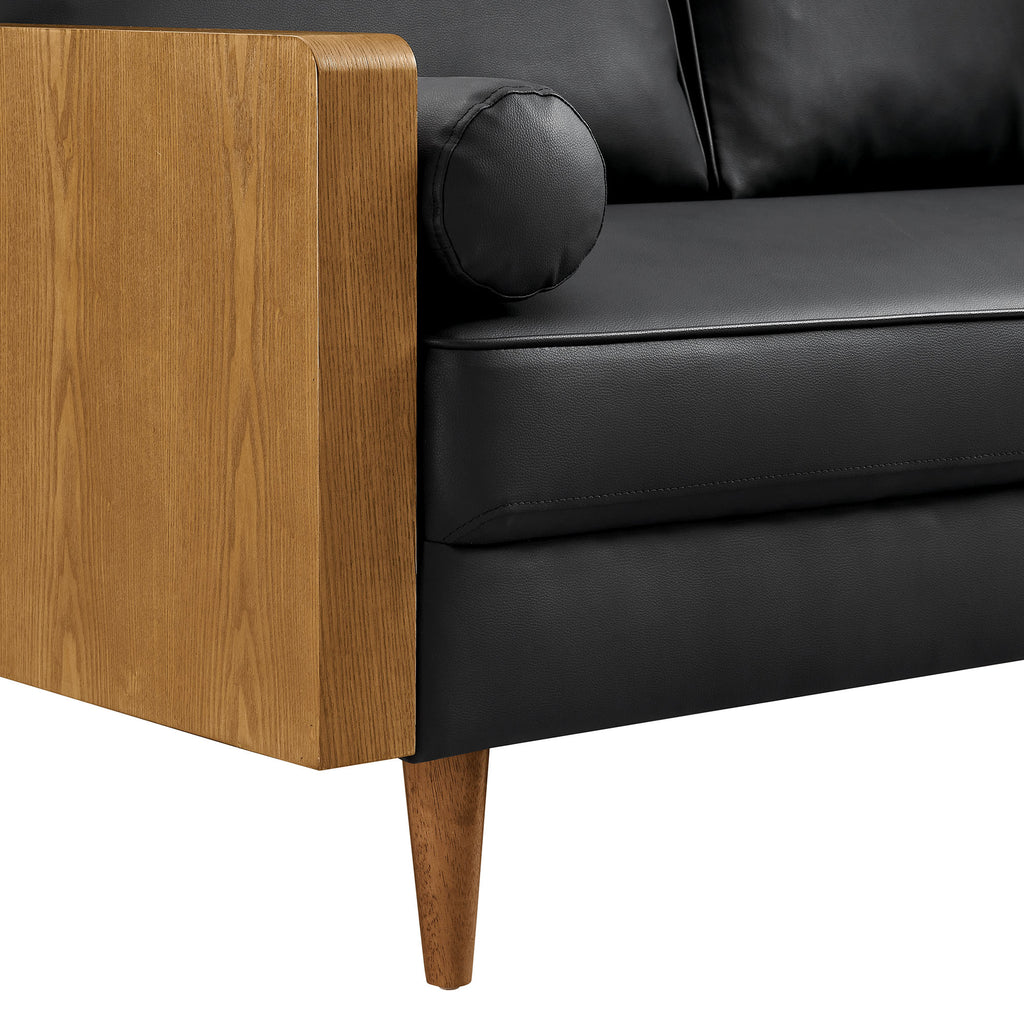 Kellan Vegan Leather Sofa - Walnut Black