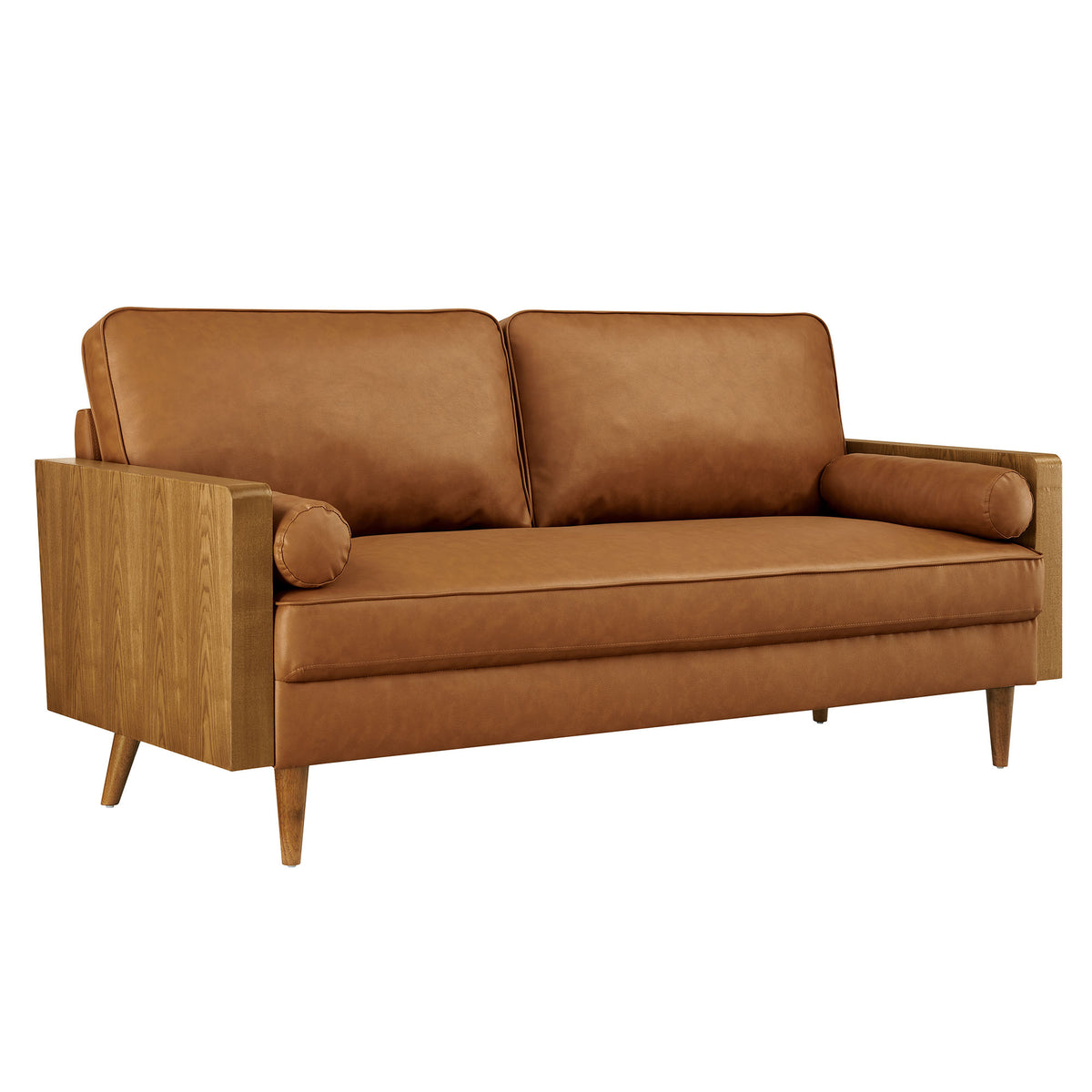 Kellan Vegan Leather Sofa - Walnut Tan