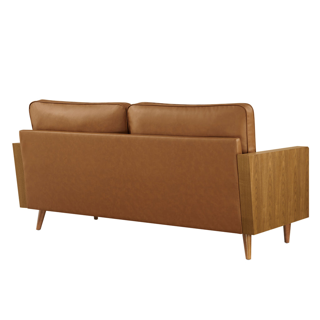 Kellan Vegan Leather Sofa - Walnut Tan