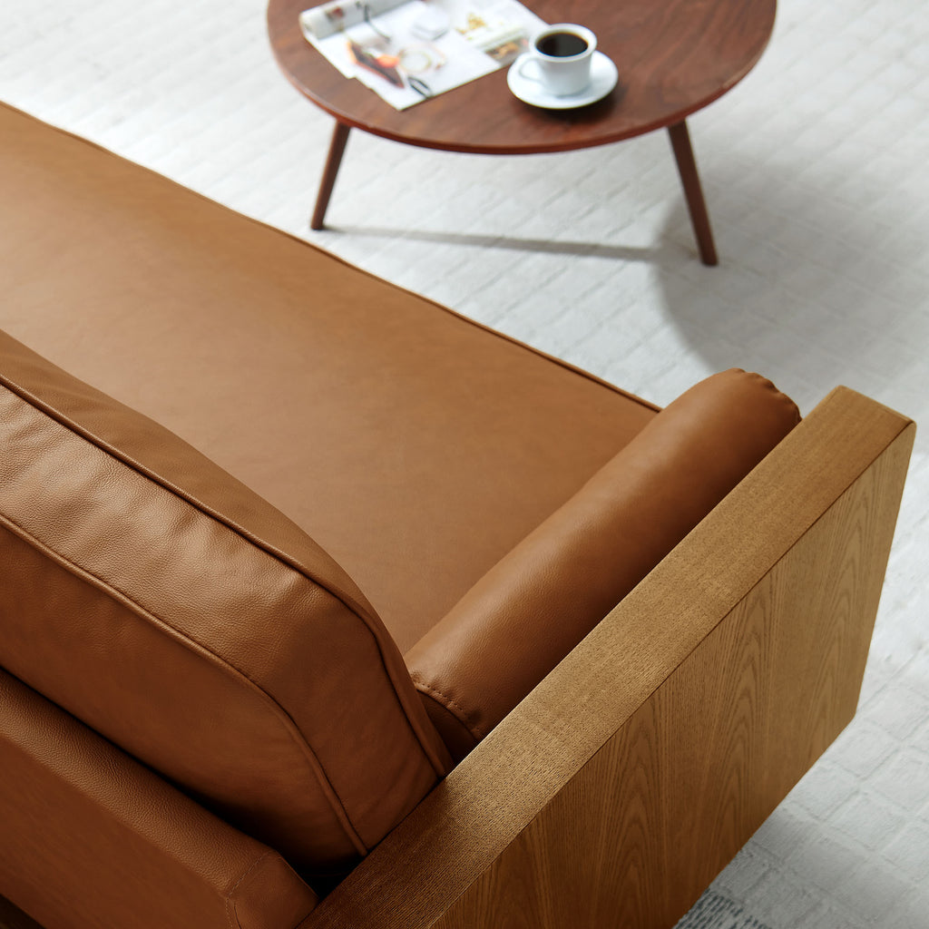 Kellan Vegan Leather Sofa - Walnut Tan