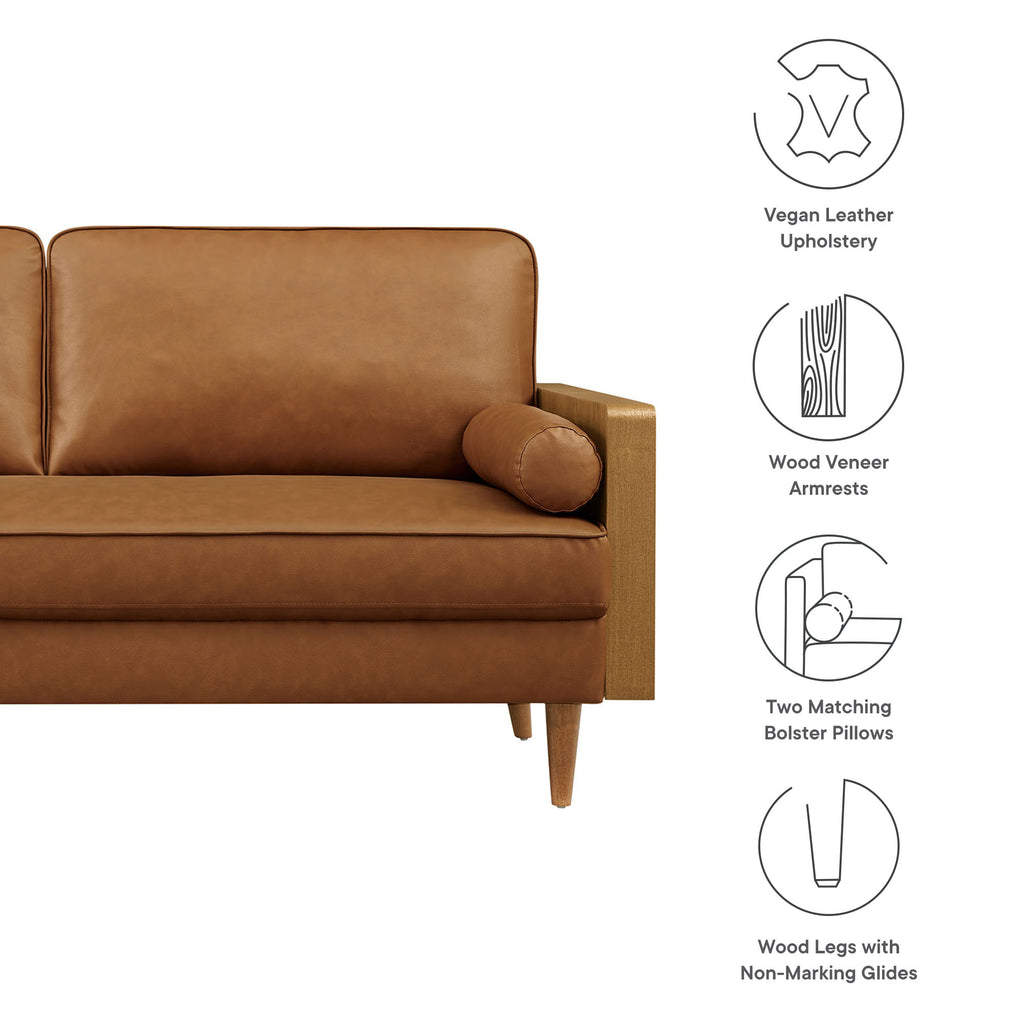 Kellan Vegan Leather Sofa - Walnut Tan