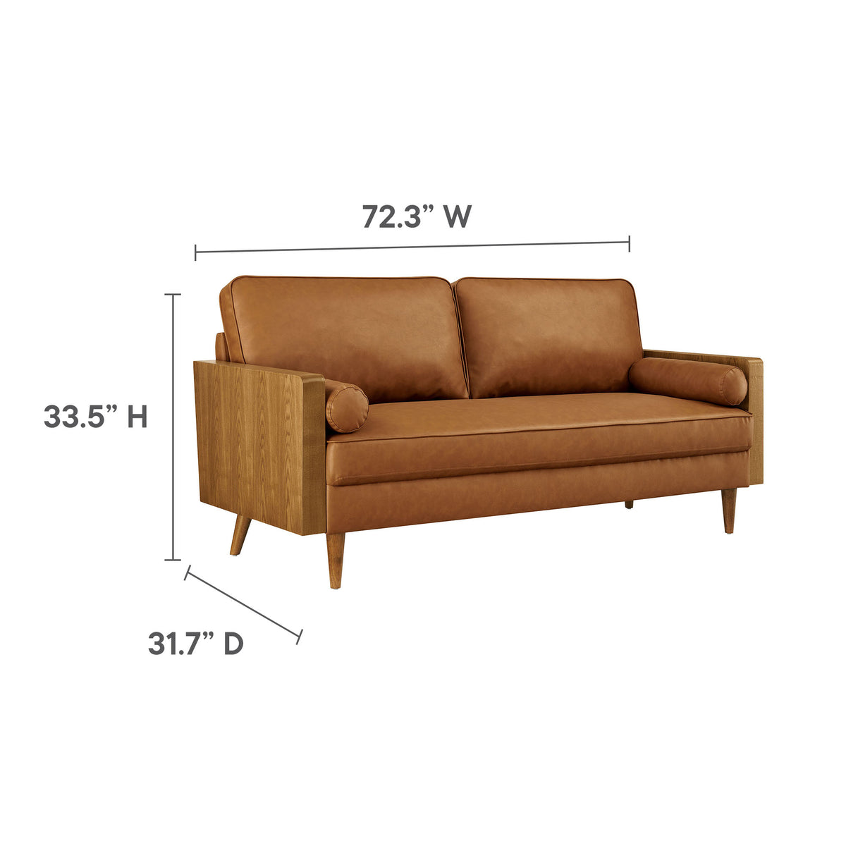 Kellan Vegan Leather Sofa - Walnut Tan