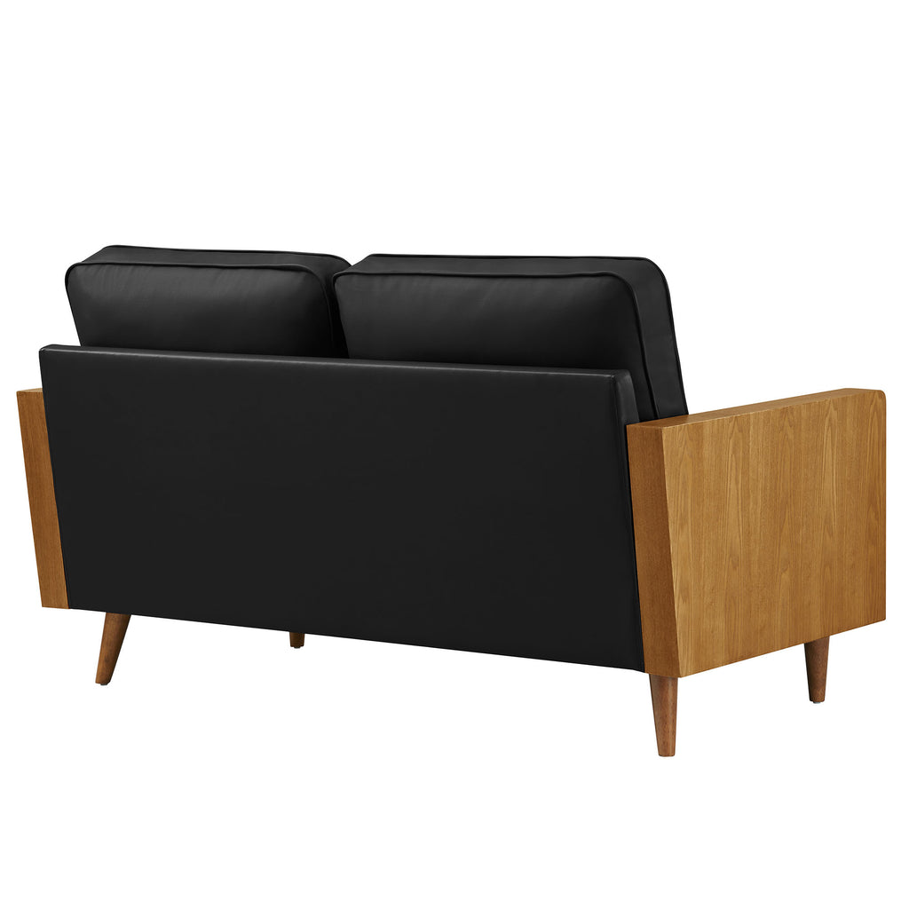 Kellan Vegan Leather Loveseat - Walnut Black