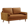 Kellan Vegan Leather Loveseat - Walnut Tan