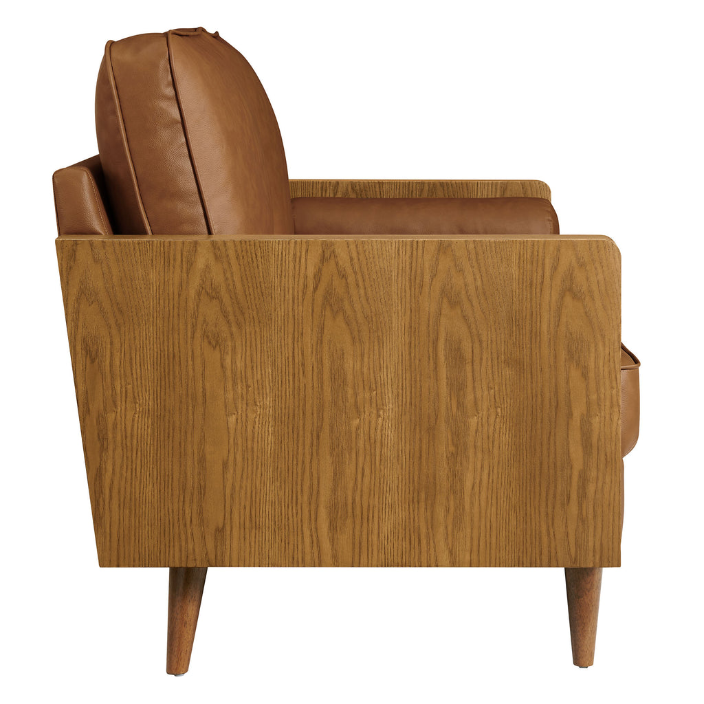 Kellan Vegan Leather Loveseat - Walnut Tan