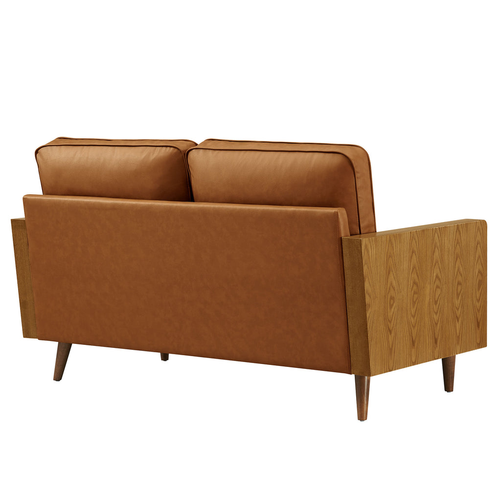 Kellan Vegan Leather Loveseat - Walnut Tan