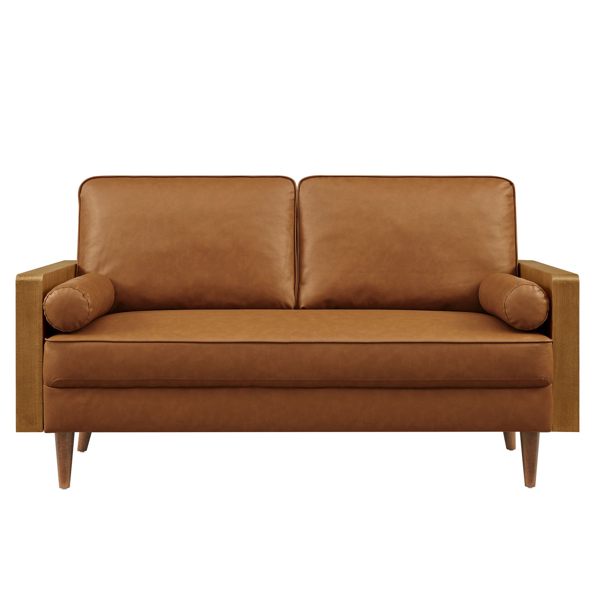 Kellan Vegan Leather Loveseat - Walnut Tan