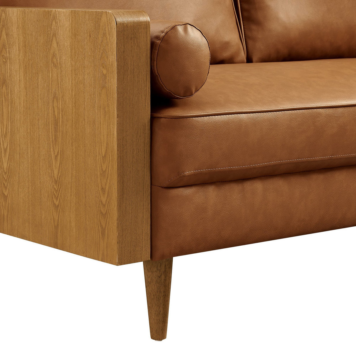Kellan Vegan Leather Loveseat - Walnut Tan