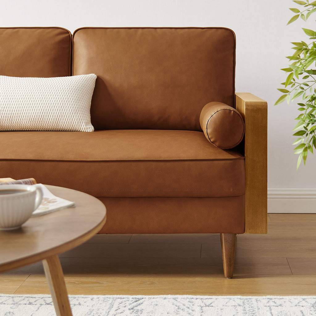 Kellan Vegan Leather Loveseat - Walnut Tan