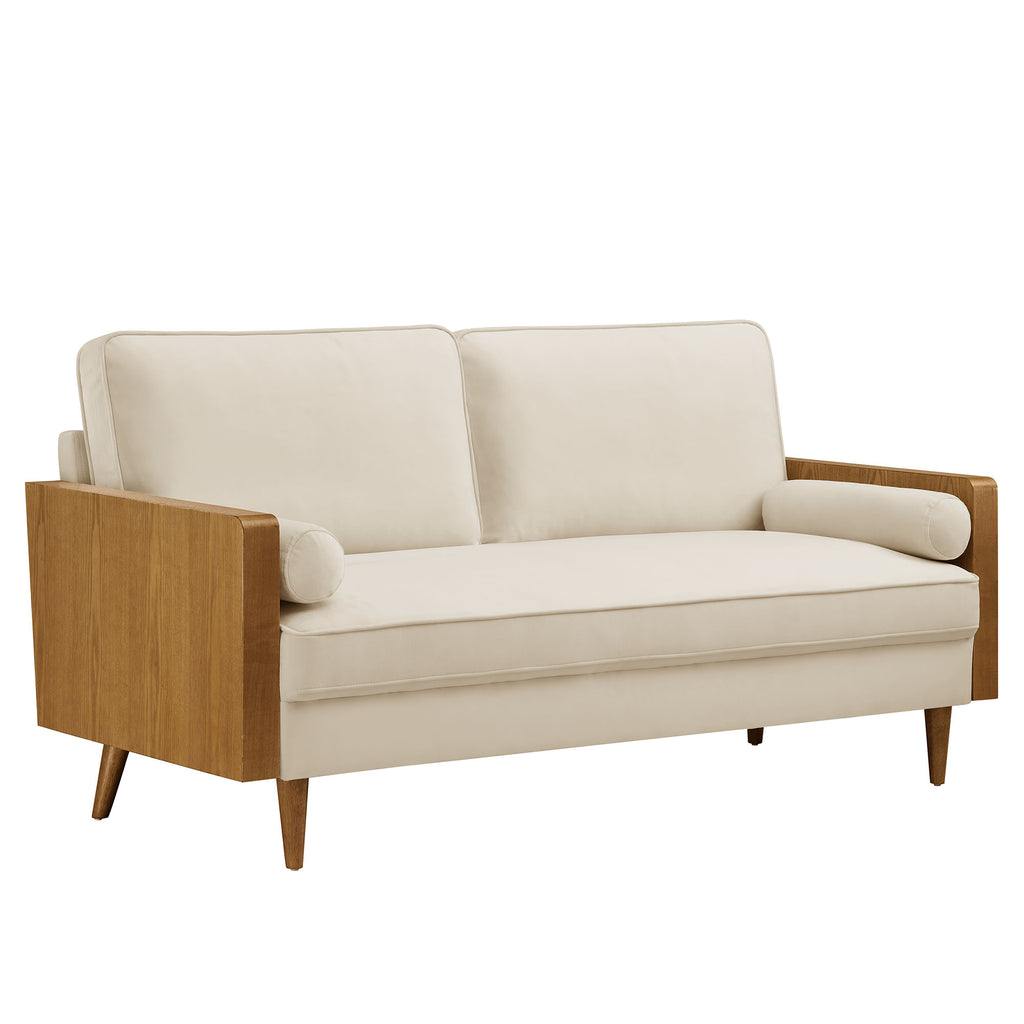 Kellan Performance Velvet Sofa - Walnut Alabaster