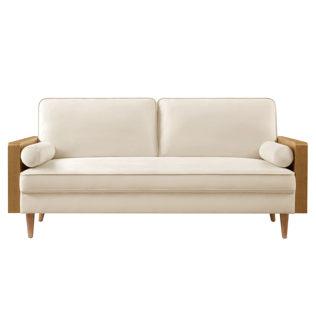 Kellan Performance Velvet Sofa - Walnut Alabaster