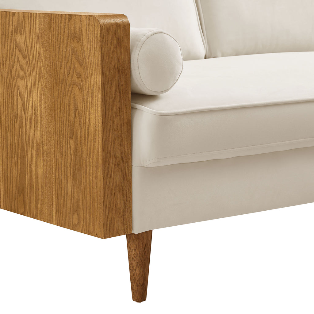 Kellan Performance Velvet Sofa - Walnut Alabaster