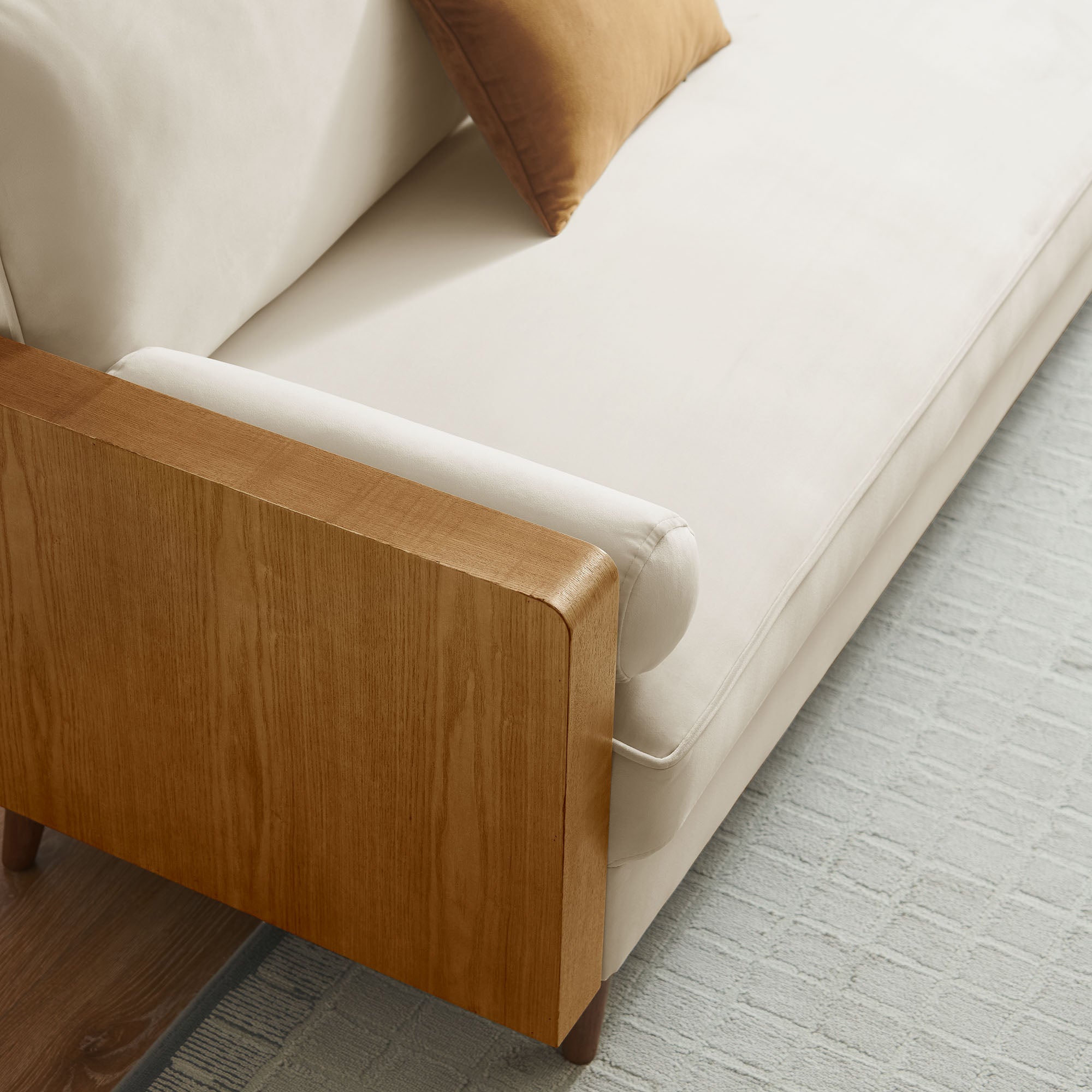 Kellan Performance Velvet Sofa - Walnut Alabaster