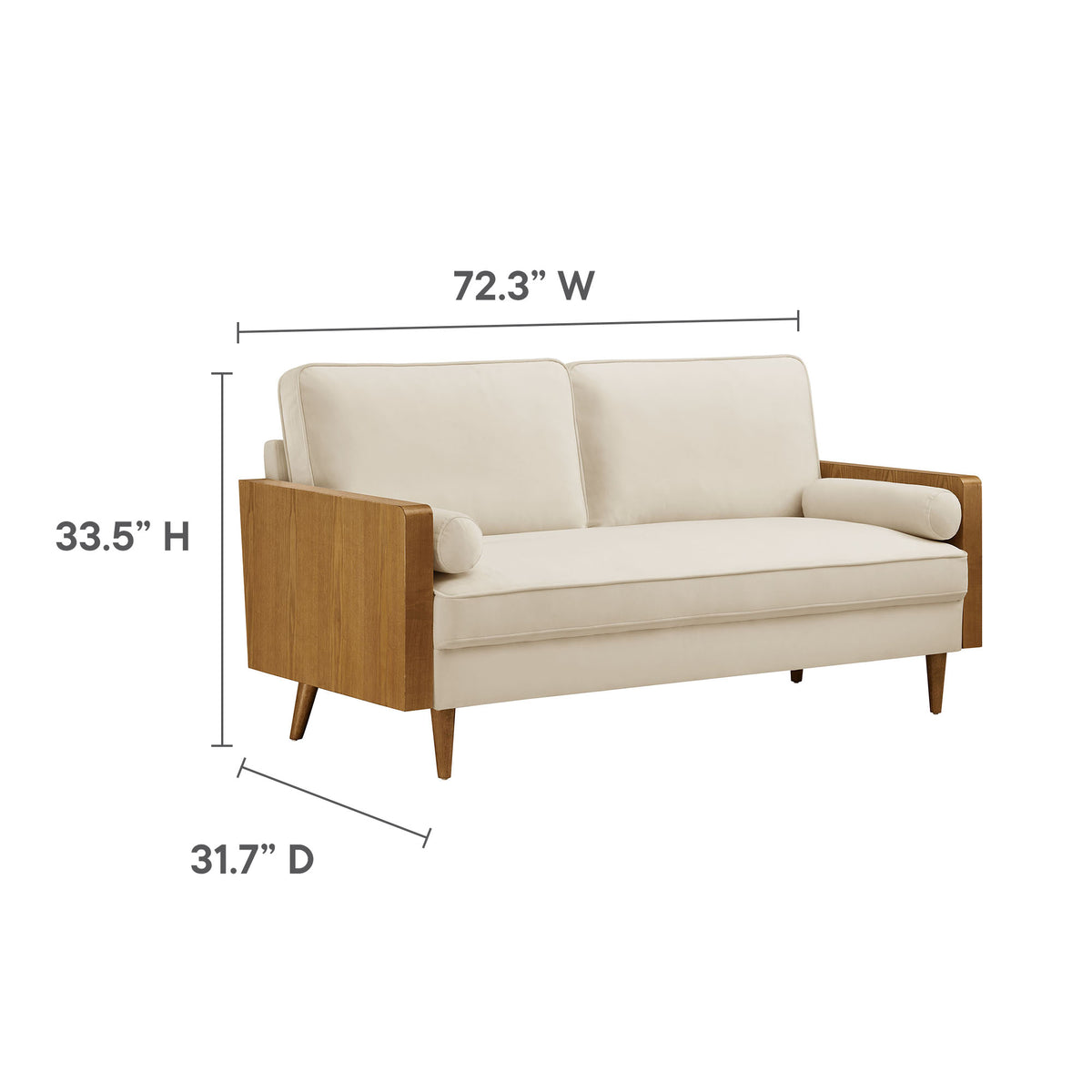 Kellan Performance Velvet Sofa - Walnut Alabaster