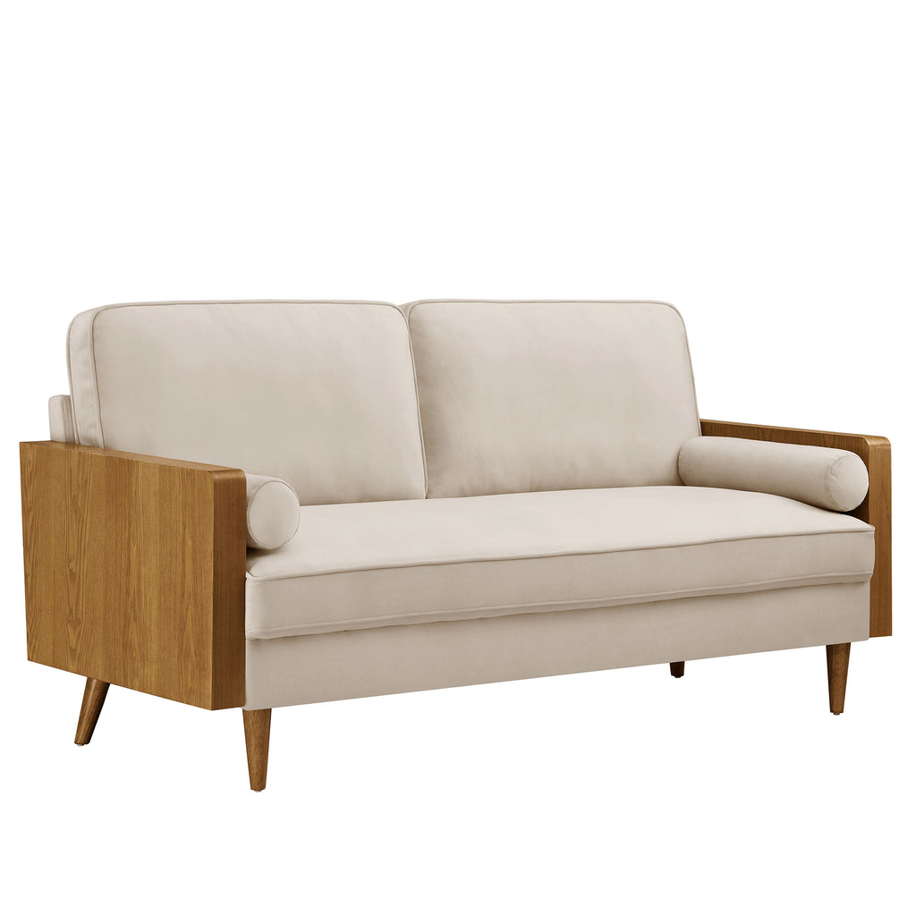 Kellan Performance Velvet Sofa - Walnut Almond