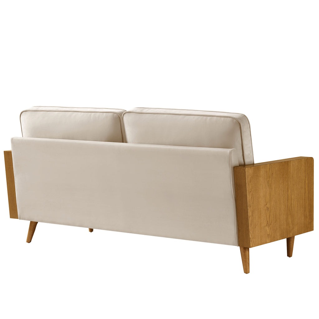 Kellan Performance Velvet Sofa - Walnut Almond