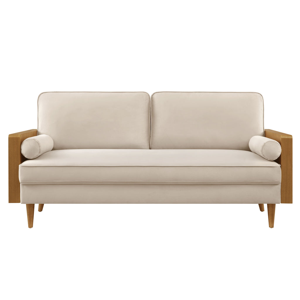 Kellan Performance Velvet Sofa - Walnut Almond