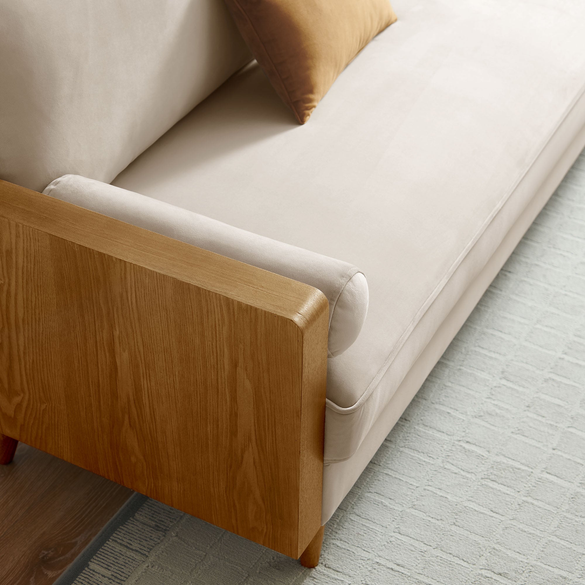 Kellan Performance Velvet Sofa - Walnut Almond