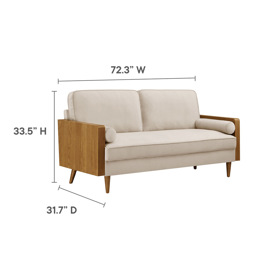 Kellan Performance Velvet Sofa - Walnut Almond