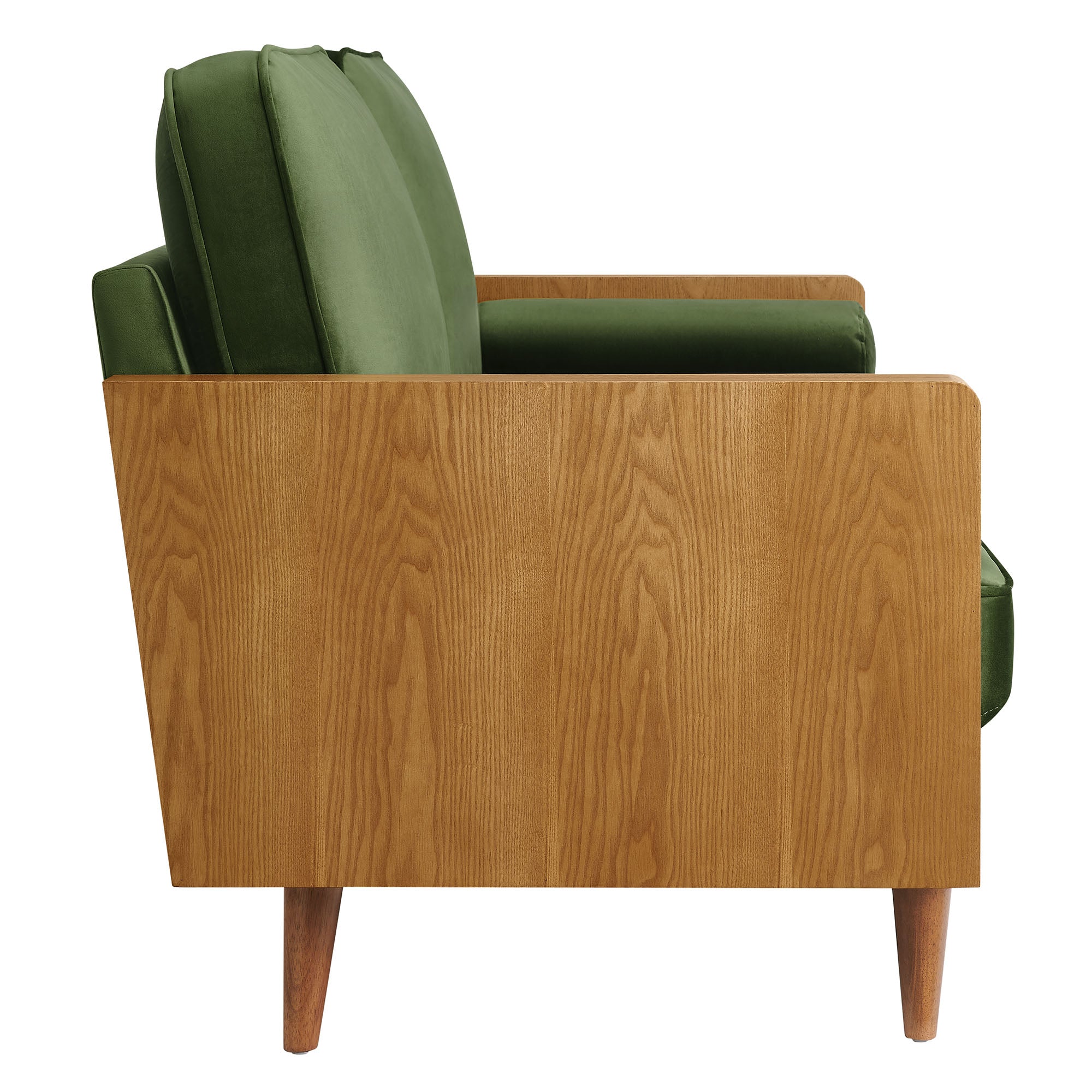 Kellan Performance Velvet Sofa - Walnut Moss Green