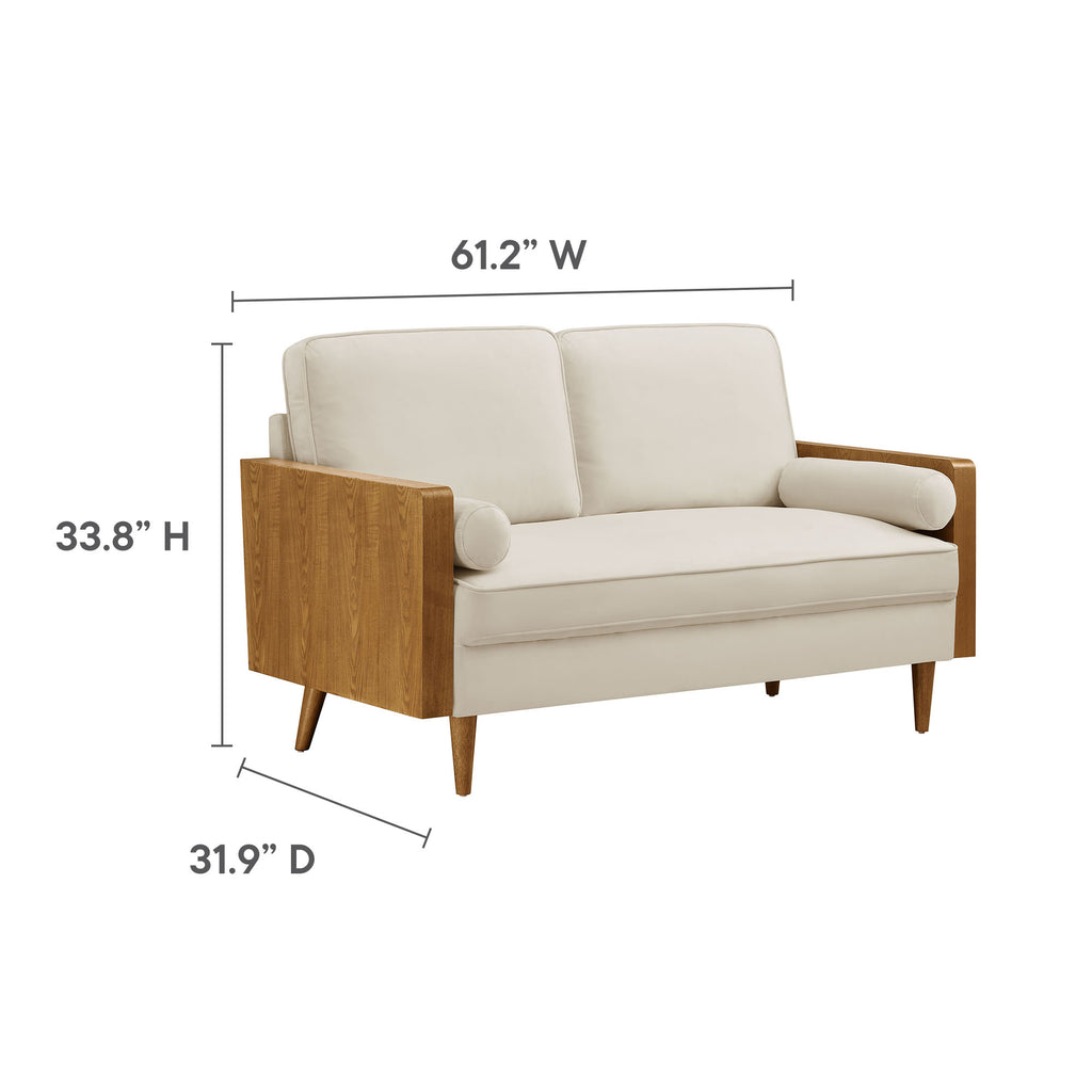 Kellan Performance Velvet Loveseat - Walnut Alabaster