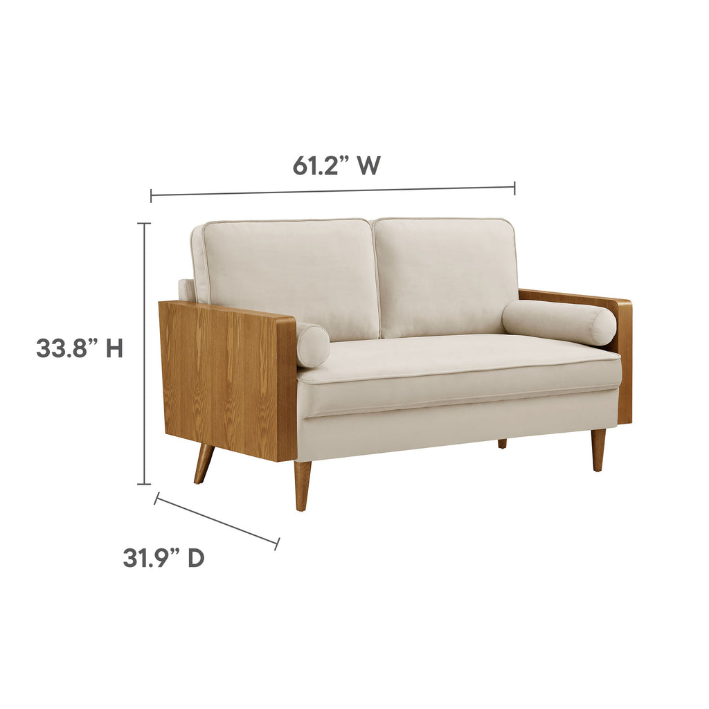 Kellan Performance Velvet Loveseat - Walnut Almond