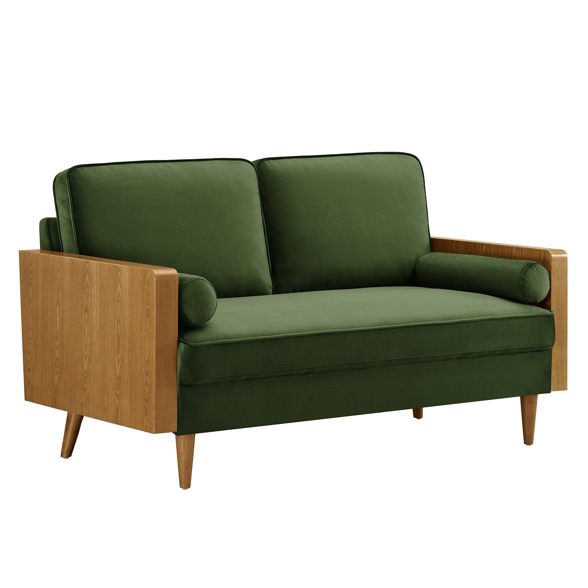 Kellan Performance Velvet Loveseat - Walnut Moss Green