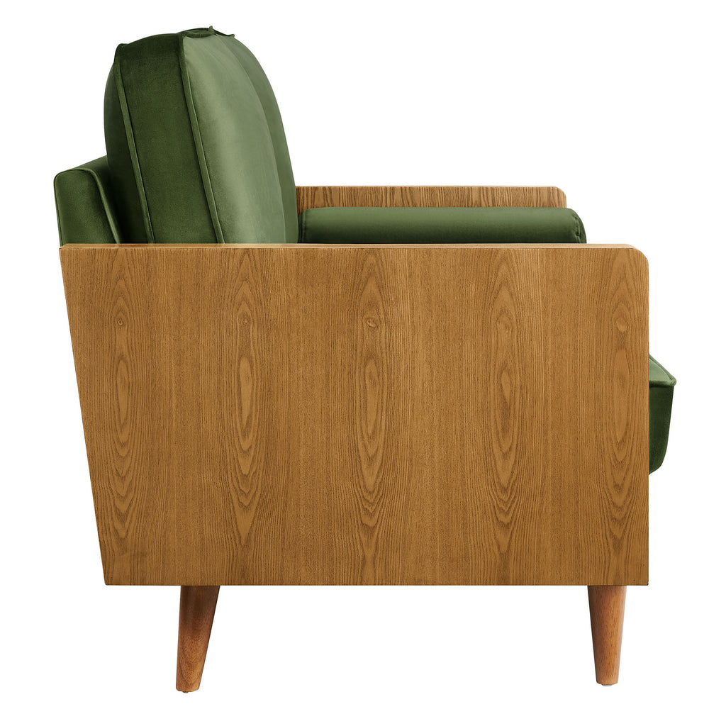 Kellan Performance Velvet Loveseat - Walnut Moss Green