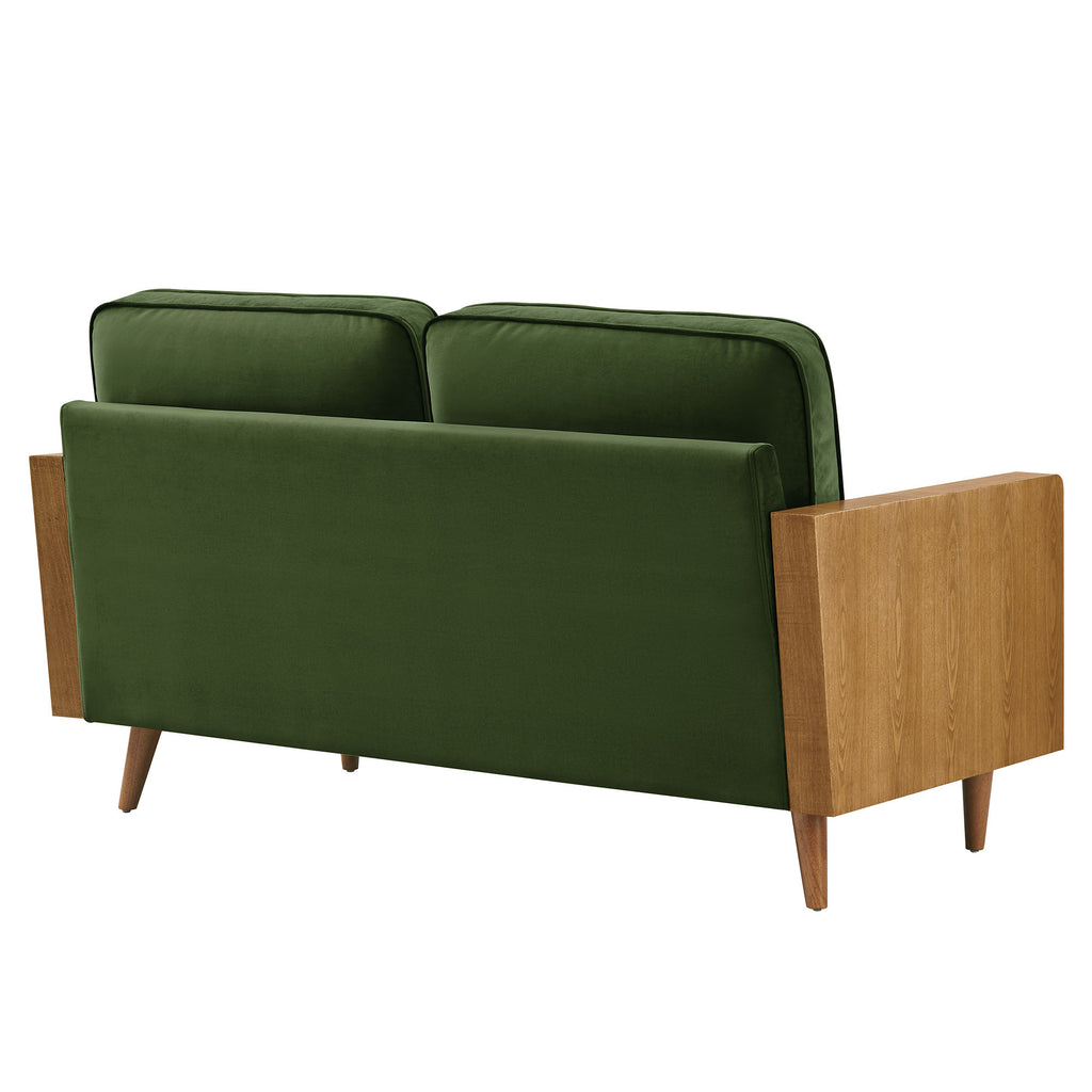 Kellan Performance Velvet Loveseat - Walnut Moss Green
