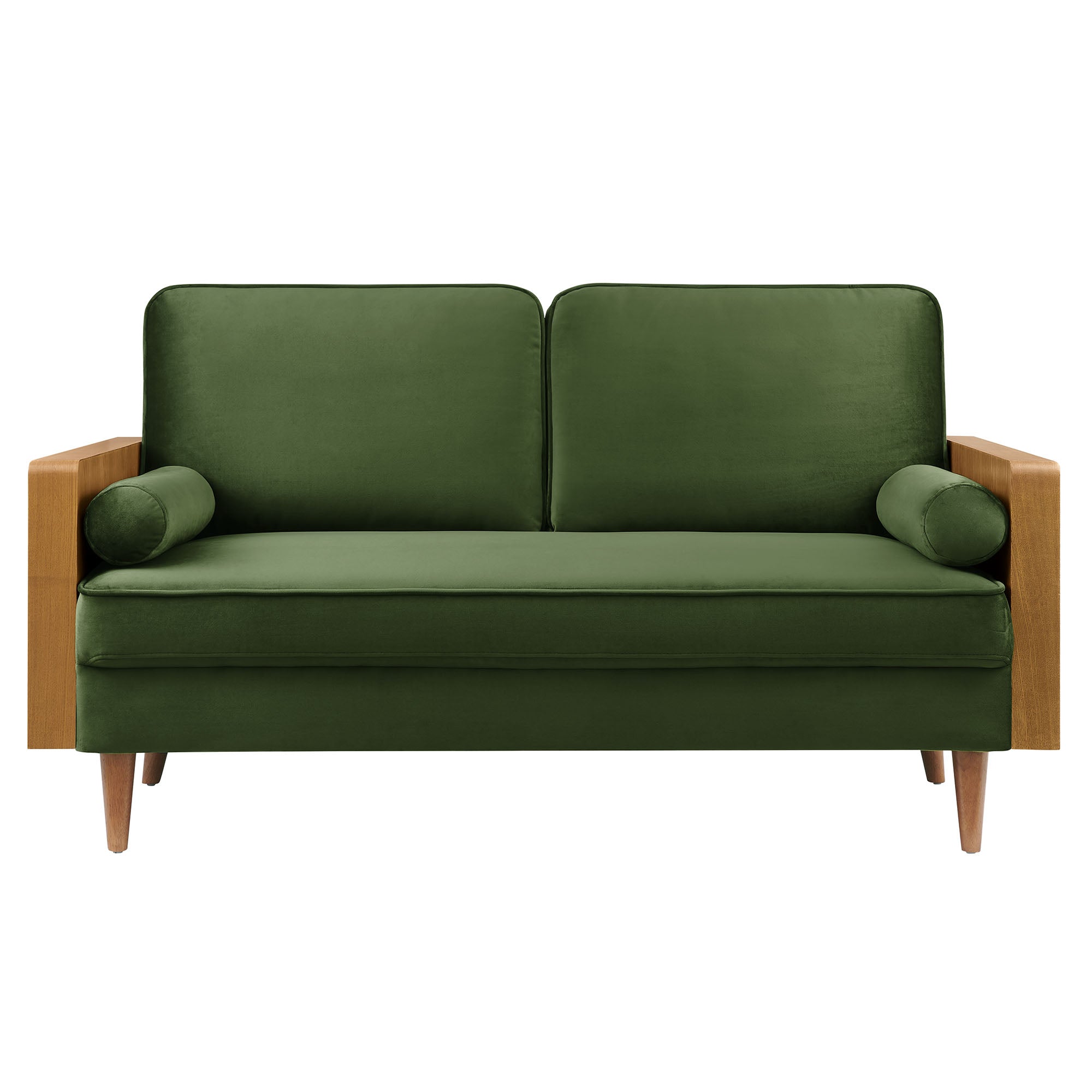 Kellan Performance Velvet Loveseat - Walnut Moss Green