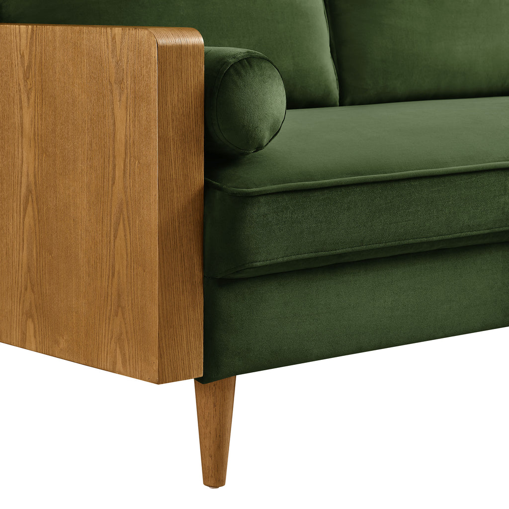 Kellan Performance Velvet Loveseat - Walnut Moss Green