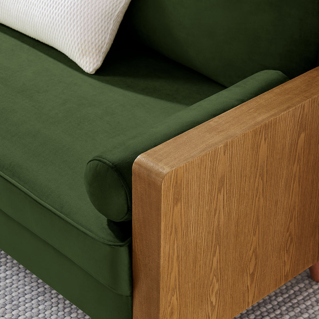 Kellan Performance Velvet Loveseat - Walnut Moss Green
