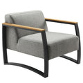 Sauve Outdoor Patio Aluminum and Fabric Armchair - Charcoal Light Gray