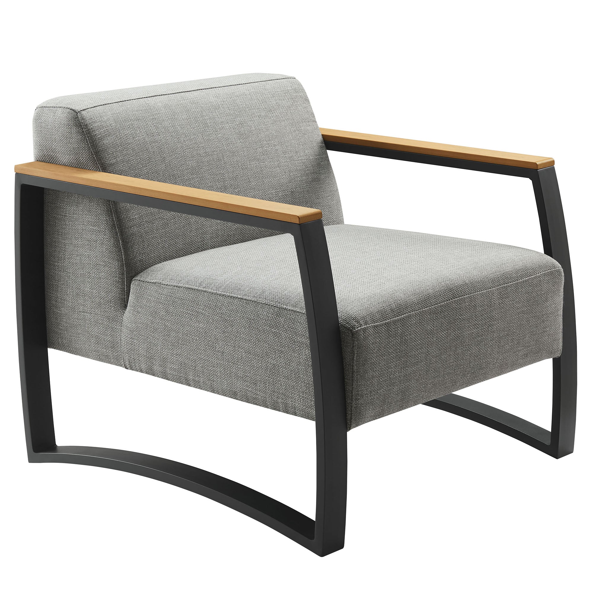 Sauve Outdoor Patio Aluminum and Fabric Armchair - Charcoal Light Gray