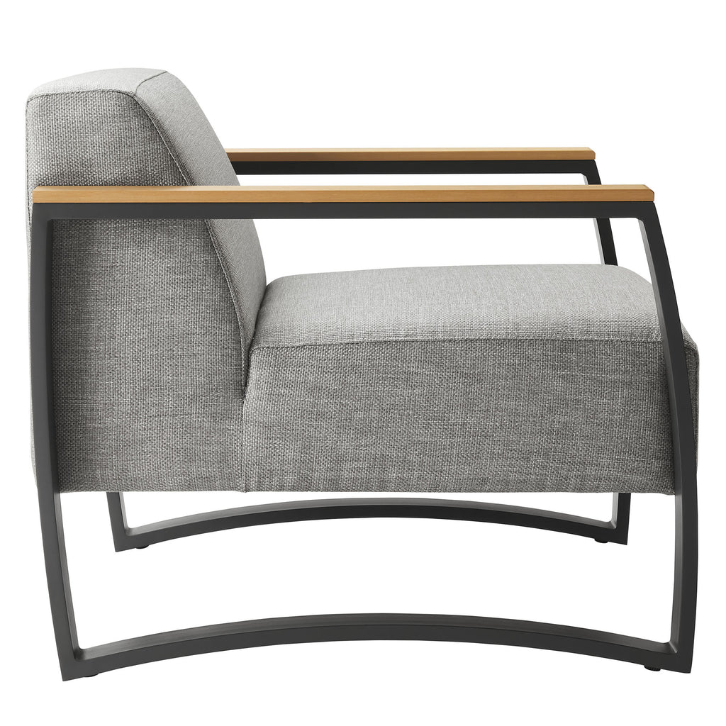 Sauve Outdoor Patio Aluminum and Fabric Armchair - Charcoal Light Gray