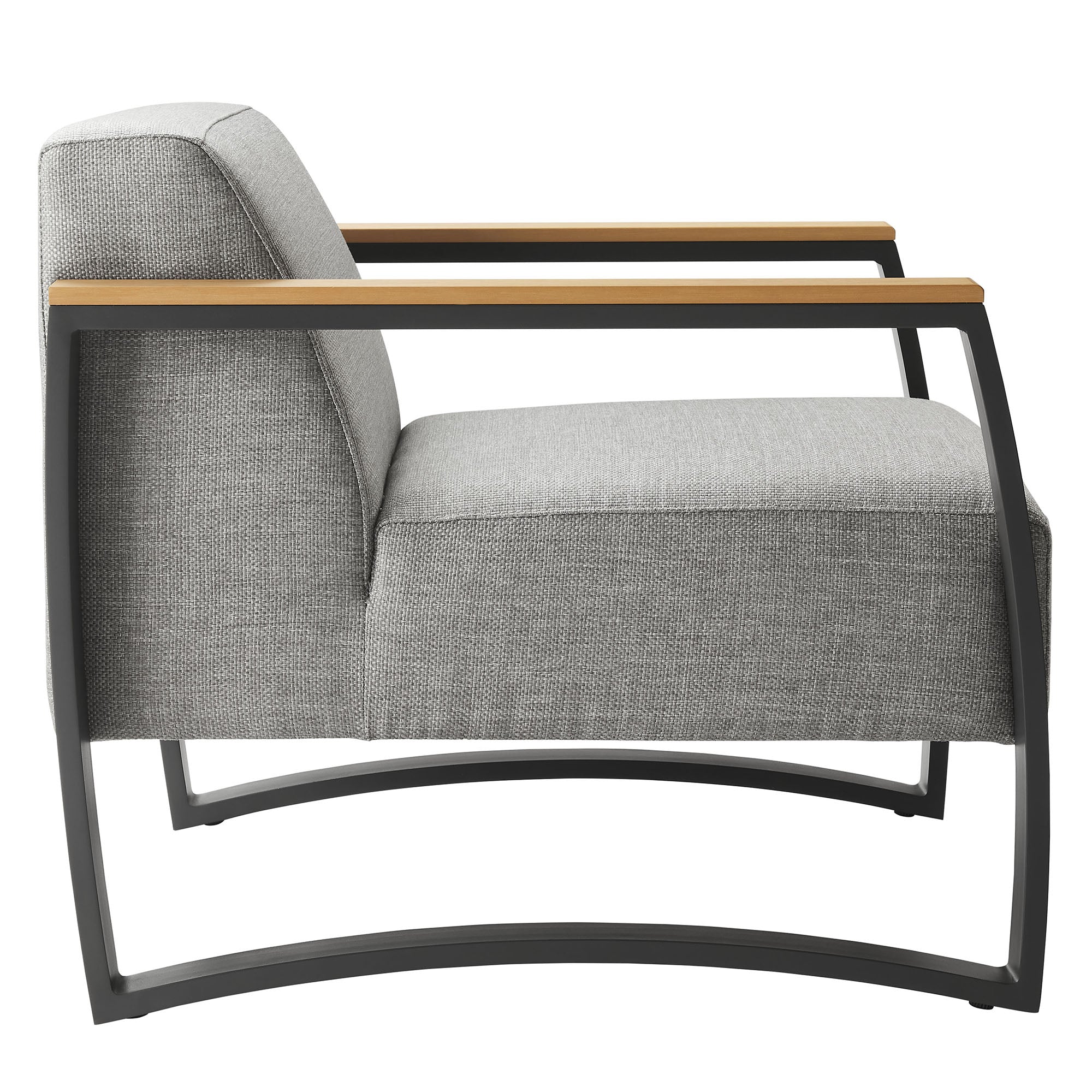 Sauve Outdoor Patio Aluminum and Fabric Armchair - Charcoal Light Gray