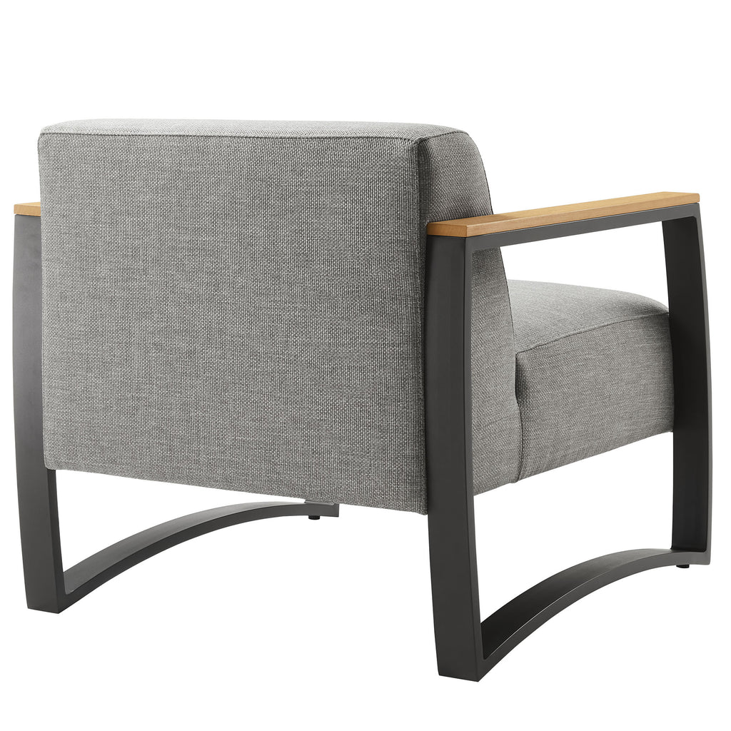 Sauve Outdoor Patio Aluminum and Fabric Armchair - Charcoal Light Gray