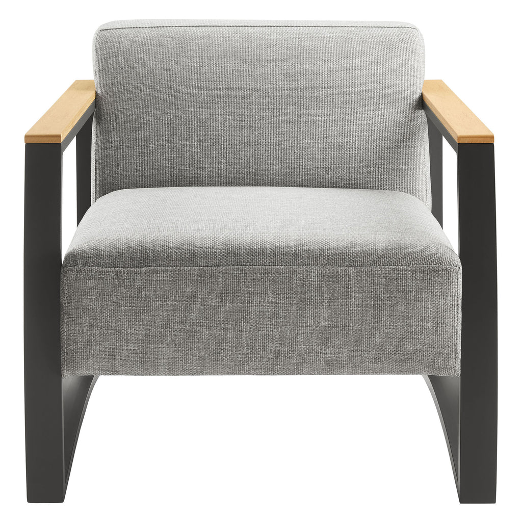 Sauve Outdoor Patio Aluminum and Fabric Armchair - Charcoal Light Gray