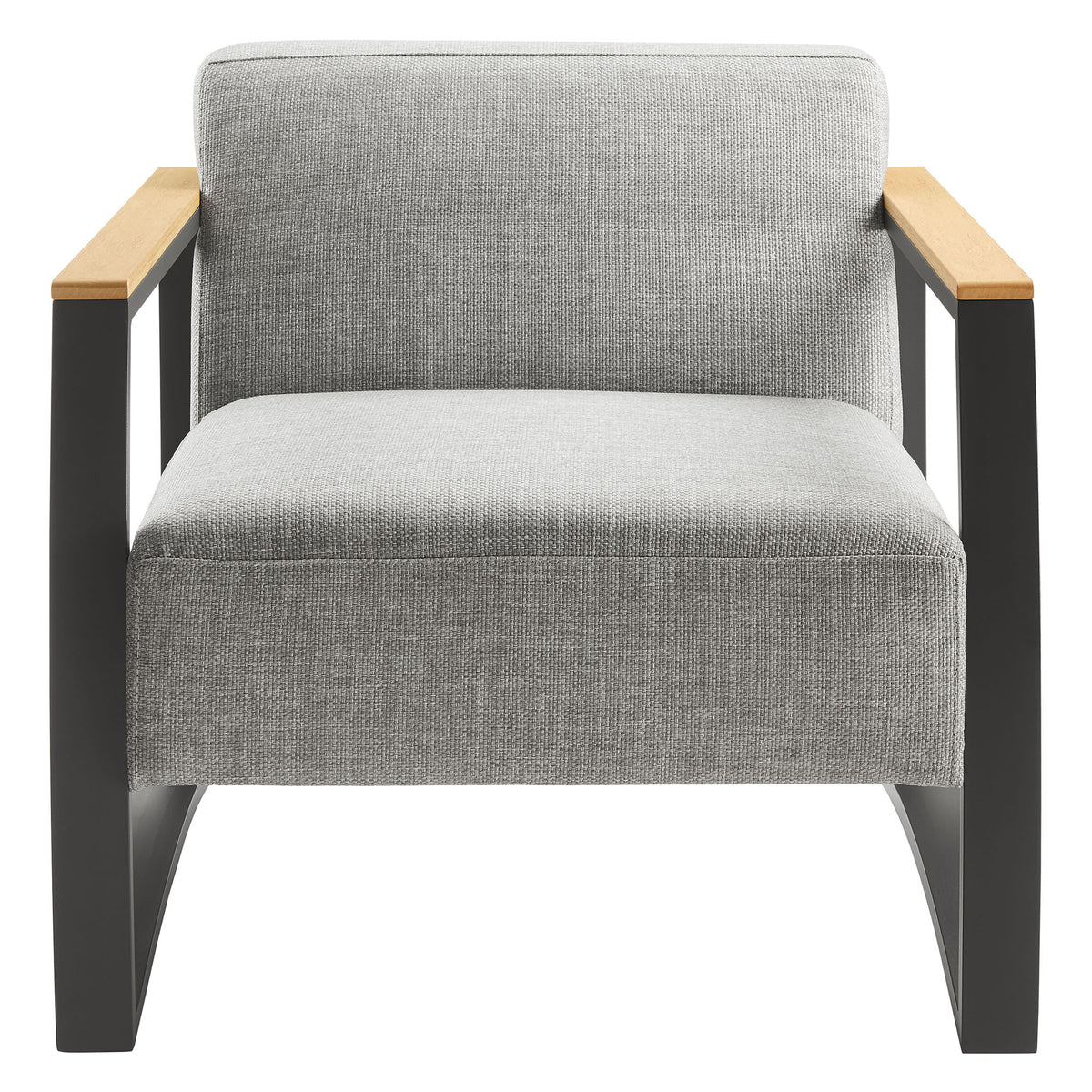 Sauve Outdoor Patio Aluminum and Fabric Armchair - Charcoal Light Gray