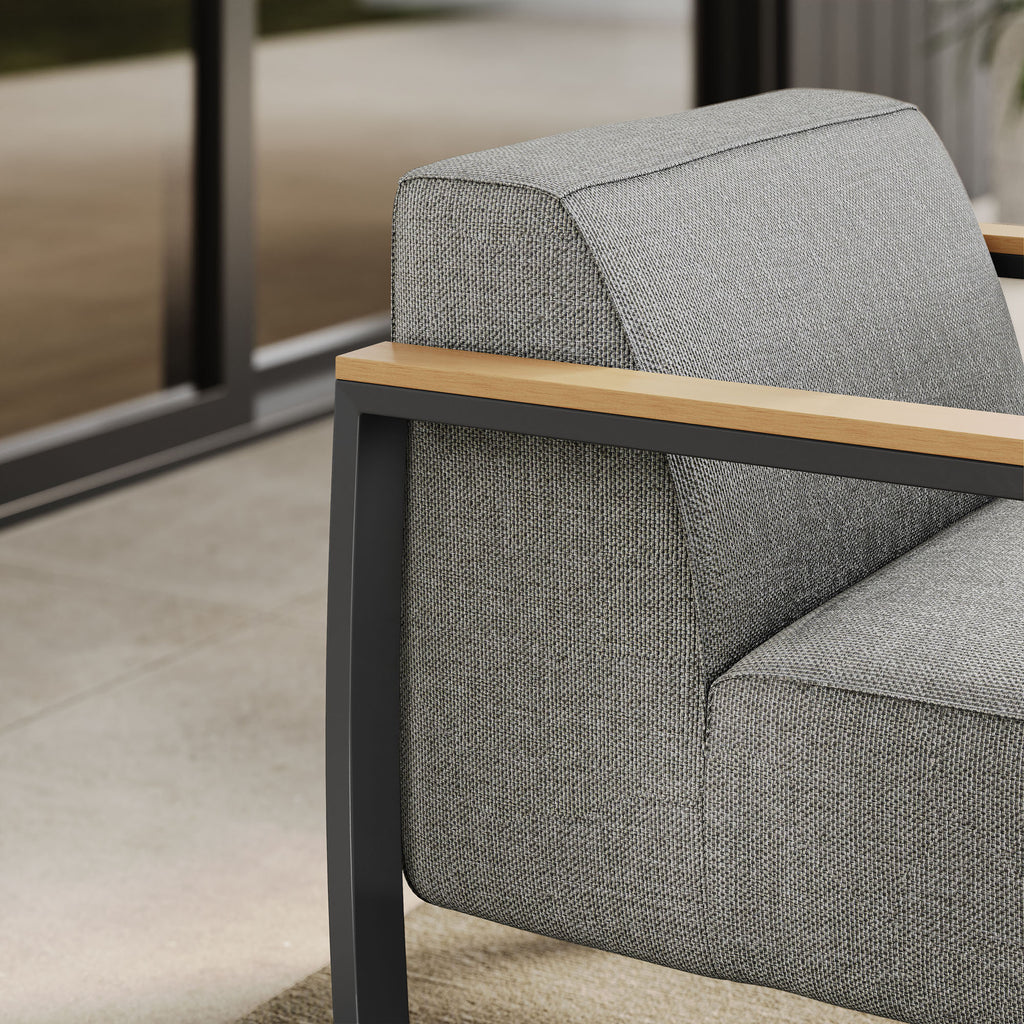 Sauve Outdoor Patio Aluminum and Fabric Armchair - Charcoal Light Gray