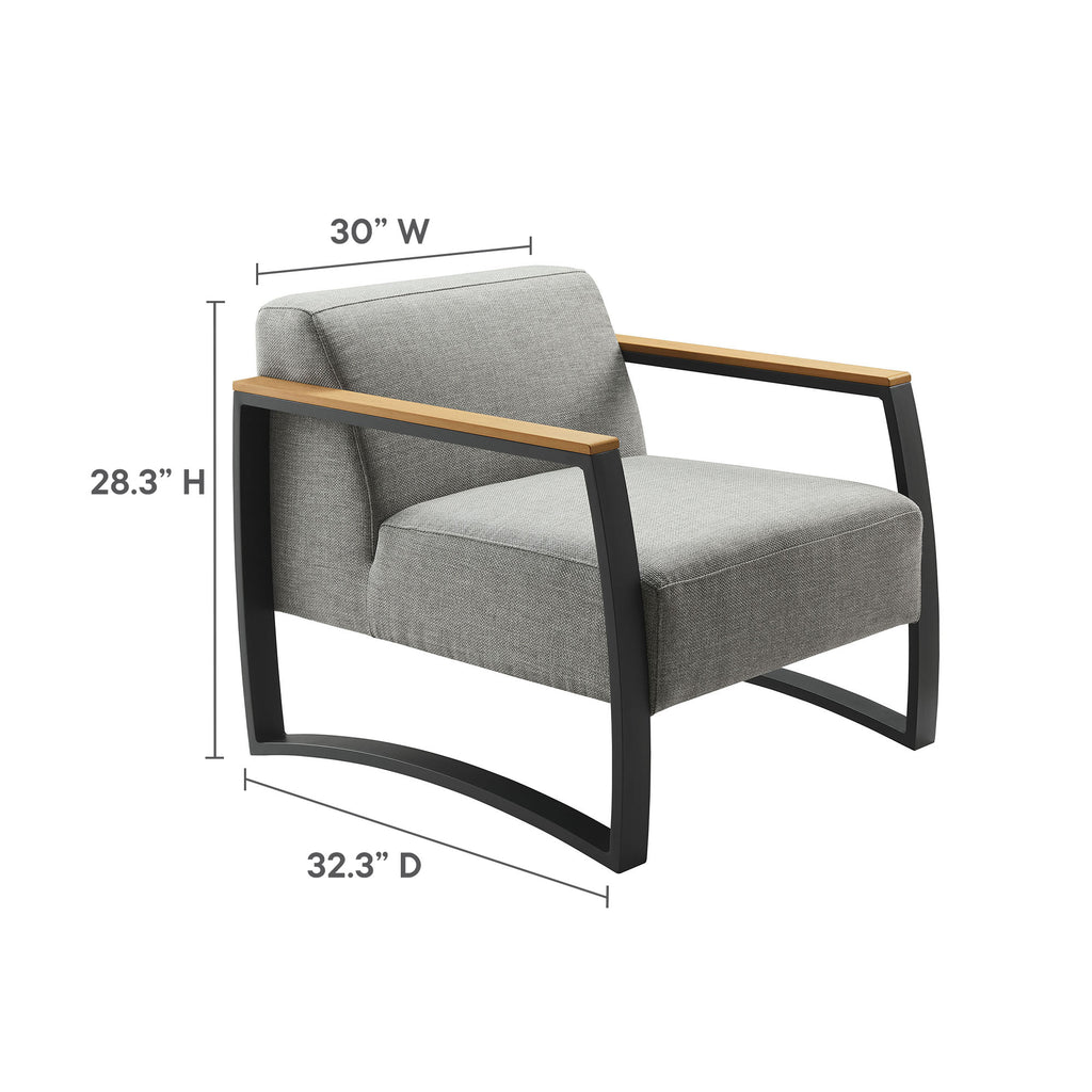 Sauve Outdoor Patio Aluminum and Fabric Armchair - Charcoal Light Gray