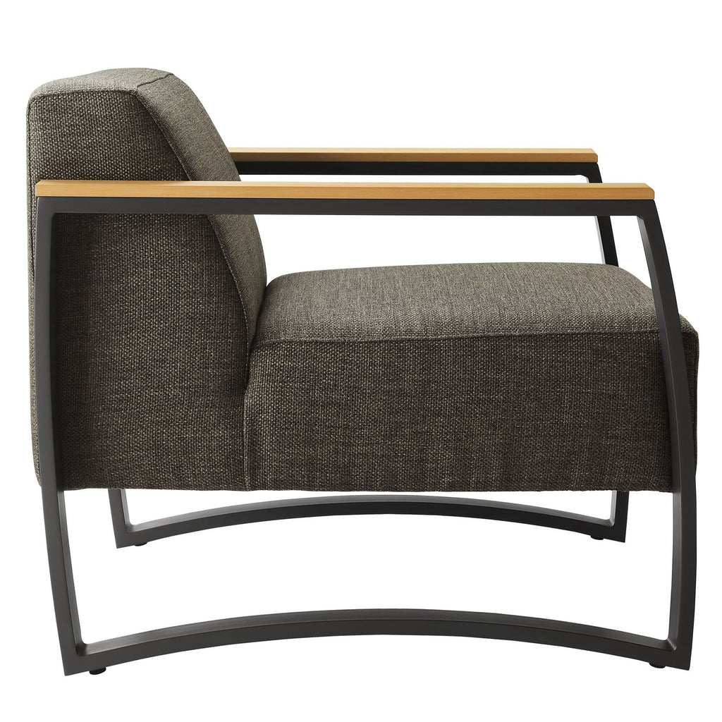 Sauve Outdoor Patio Aluminum and Fabric Armchair - Charcoal Smoke